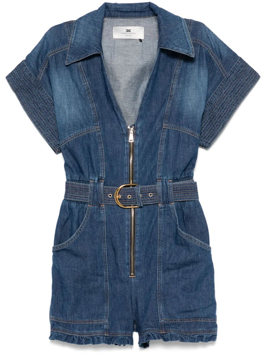 Belted Denim Romper