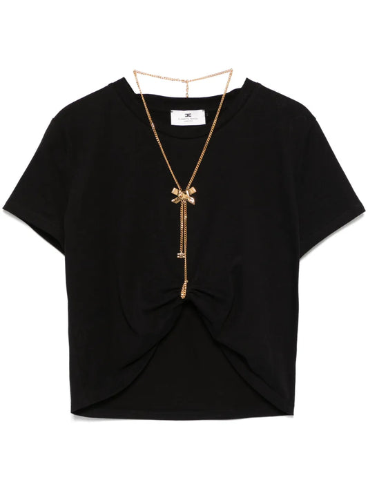 Bow-Necklace Jersey T-Shirt