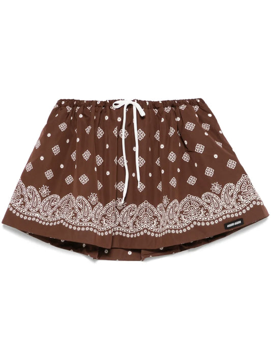 Paisley-Print Mini Skirt