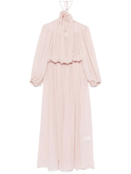 Floral-Brooch Maxi Dress