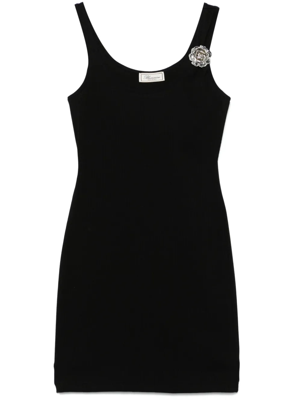 Floral-Brooch Mini Dress