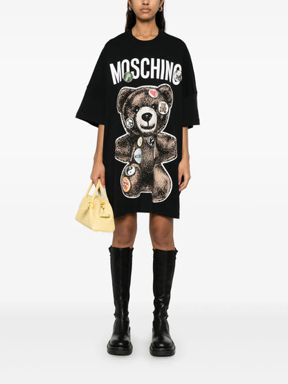 Teddy Bear-Print Mini Dress