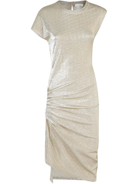 Gathered-Detail Midi Dress