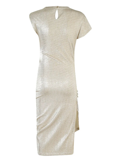 Gathered-Detail Midi Dress
