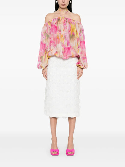 Floral-Print Georgette Blouse