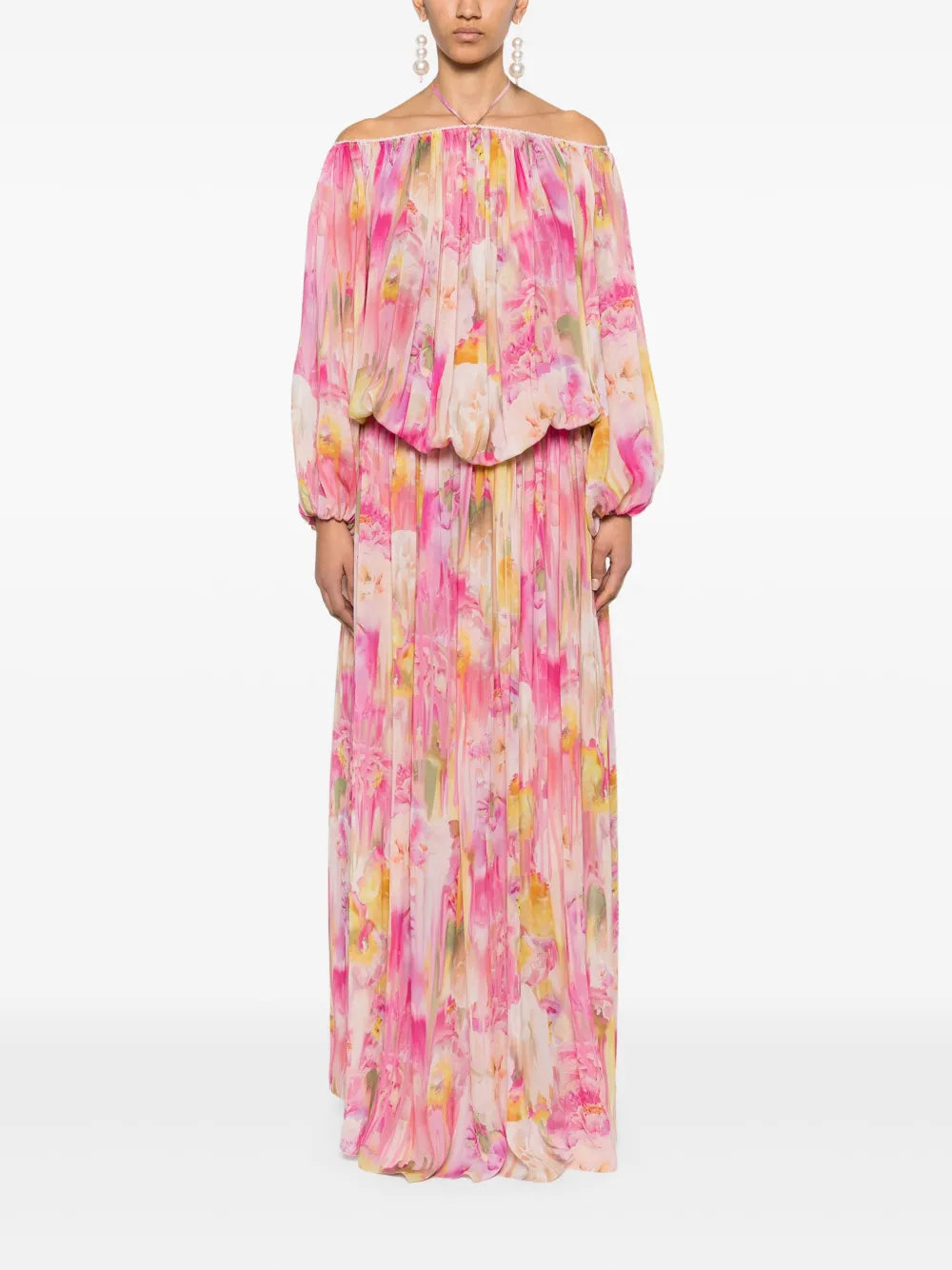 Floral-Print Georgette Maxi Dress