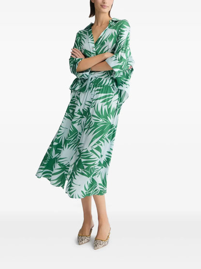 All Over Graphic Print Satin Skirt