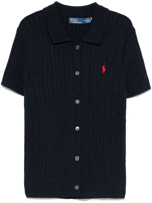 Cable-Knit Polo Shirt