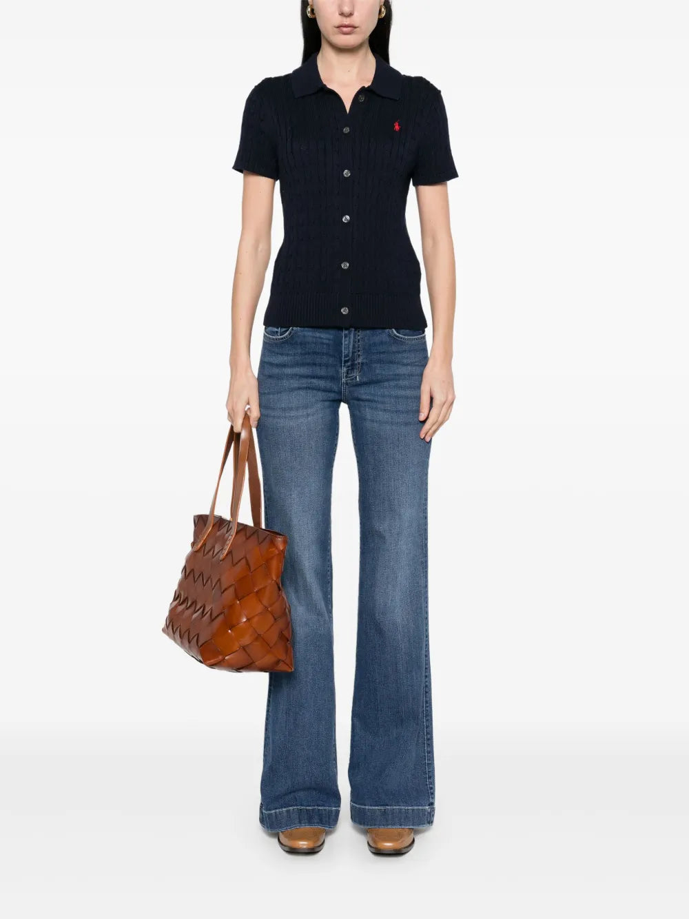 Cable-Knit Polo Shirt