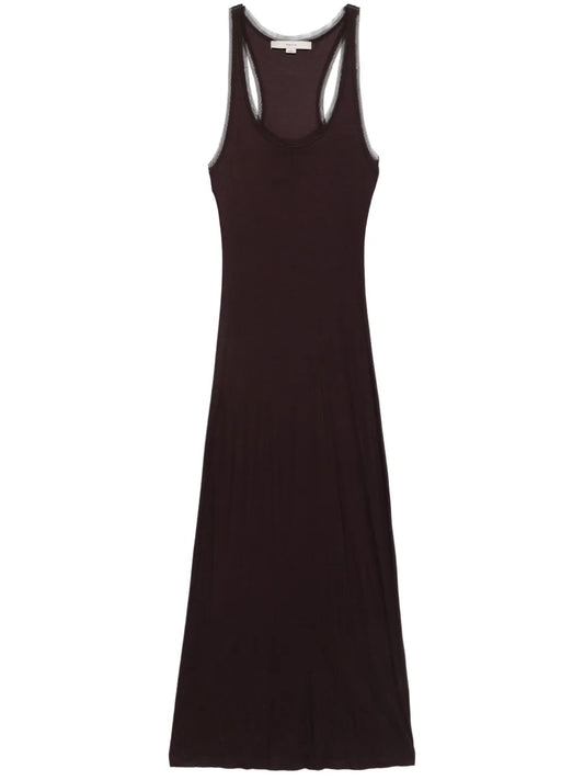 Mesh-Trim Maxi Dress