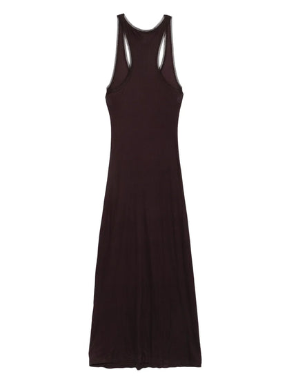Mesh-Trim Maxi Dress