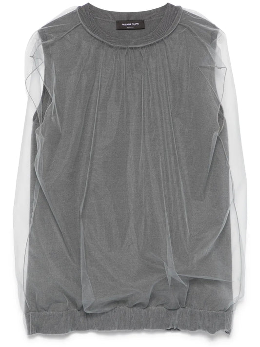 Tulle-Panel Vest