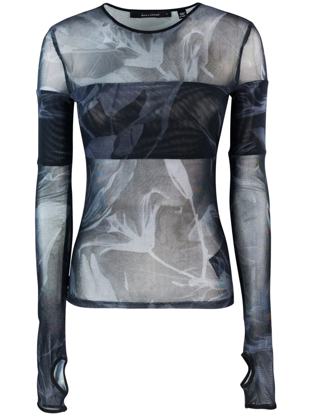 Floral-Motif Mesh Top