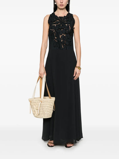 Floral-Embroidery Maxi Dress