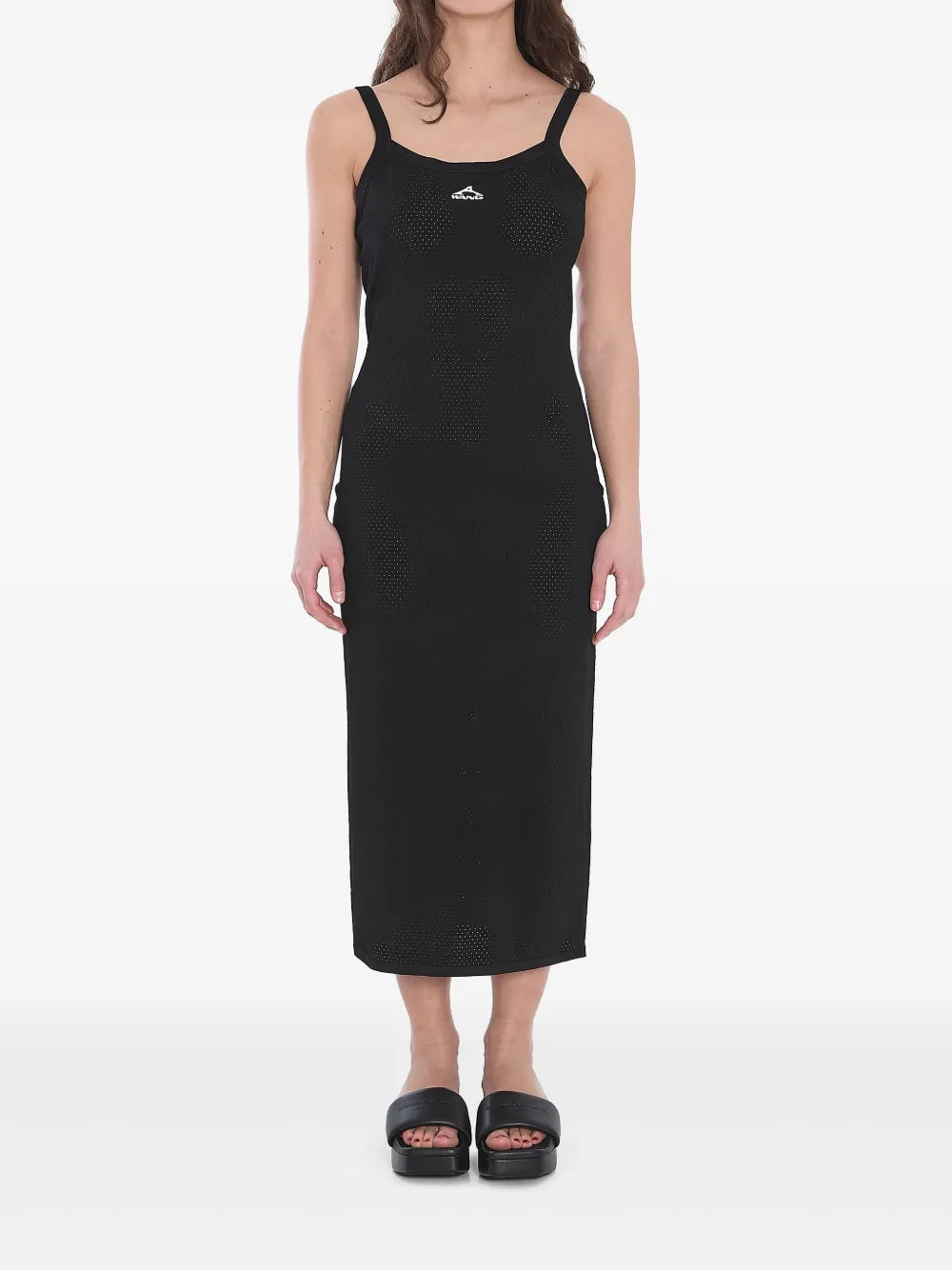 3D-Logo Mesh Slip Dress