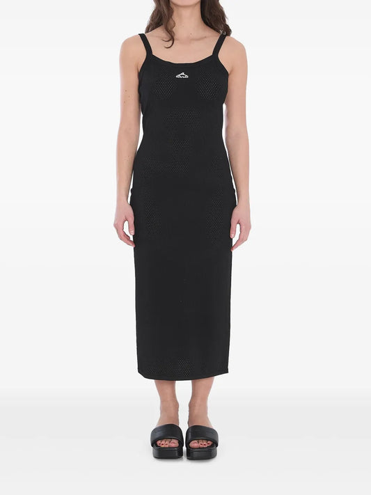 3D-Logo Mesh Slip Dress