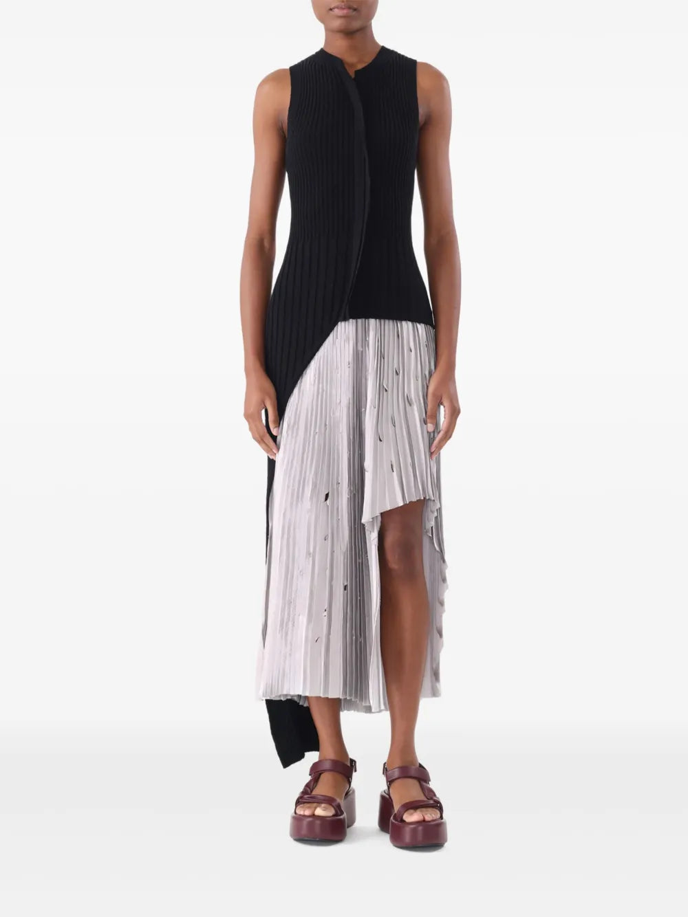 Asymmetric Ribbed-Knit Top