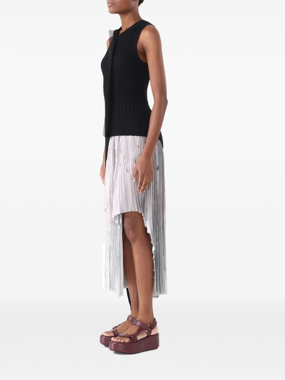 Asymmetric Ribbed-Knit Top
