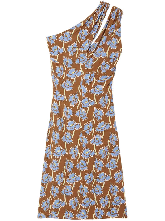 Poppies One-Shoulder Midi Dress