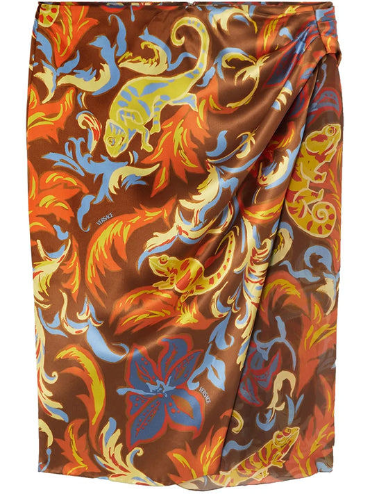 Exotic Barocco A-Line Midi Skirt