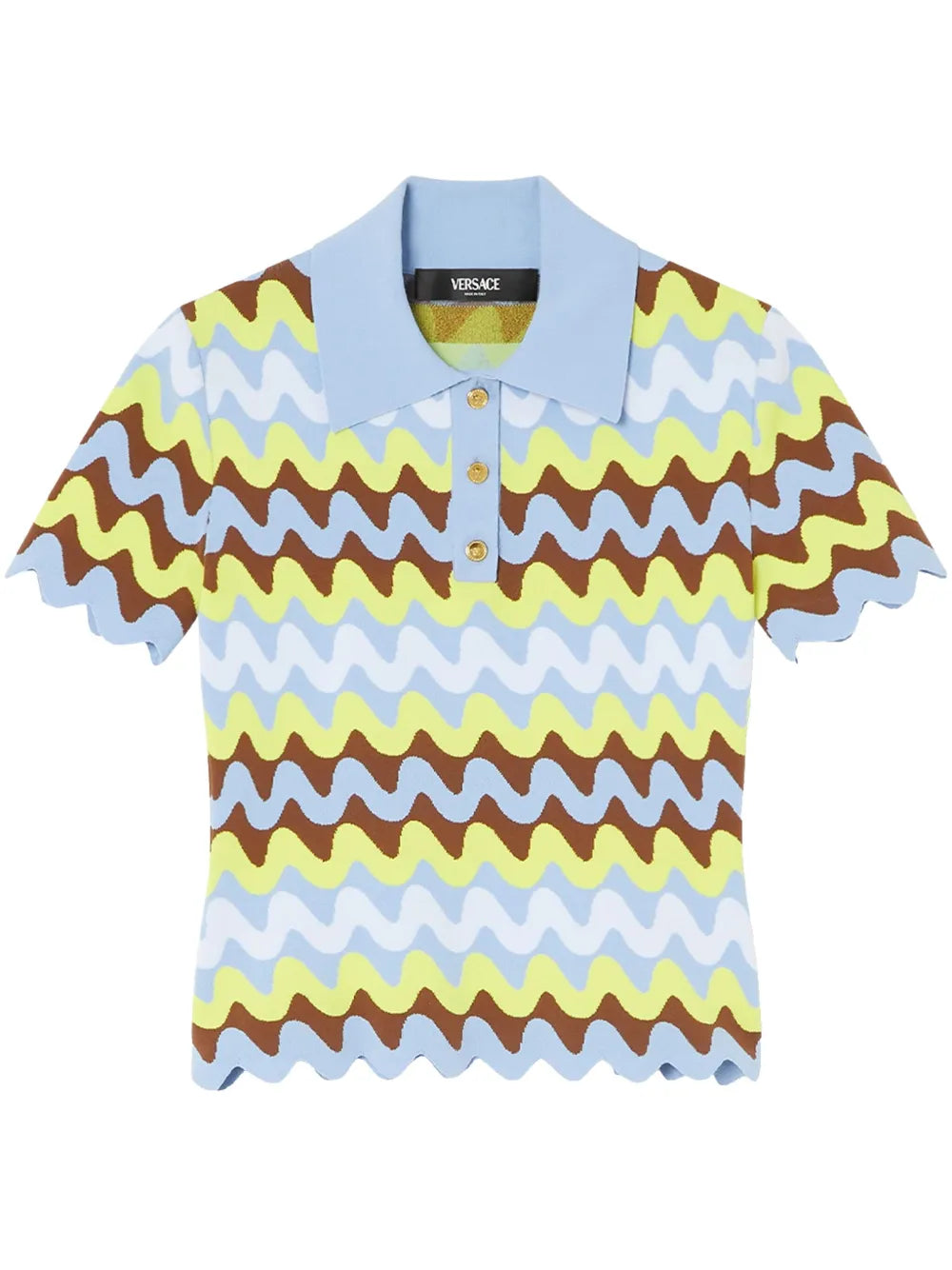 Wave Jacquard-Knit Polo Shirt