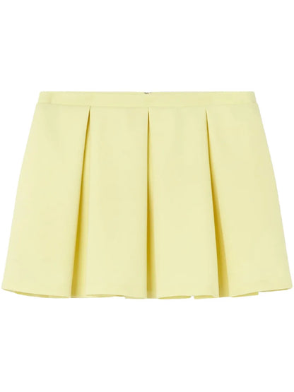 Pleated Wool Mini Skirt