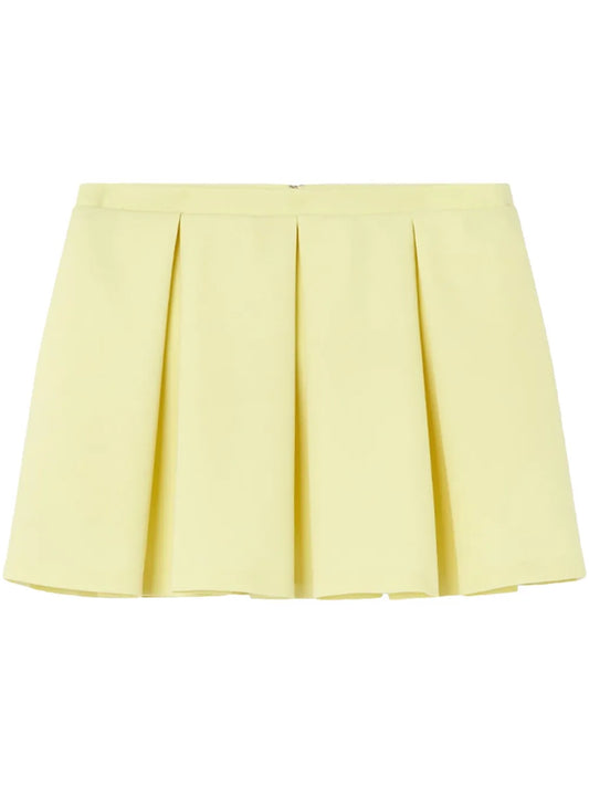 Pleated Wool Mini Skirt