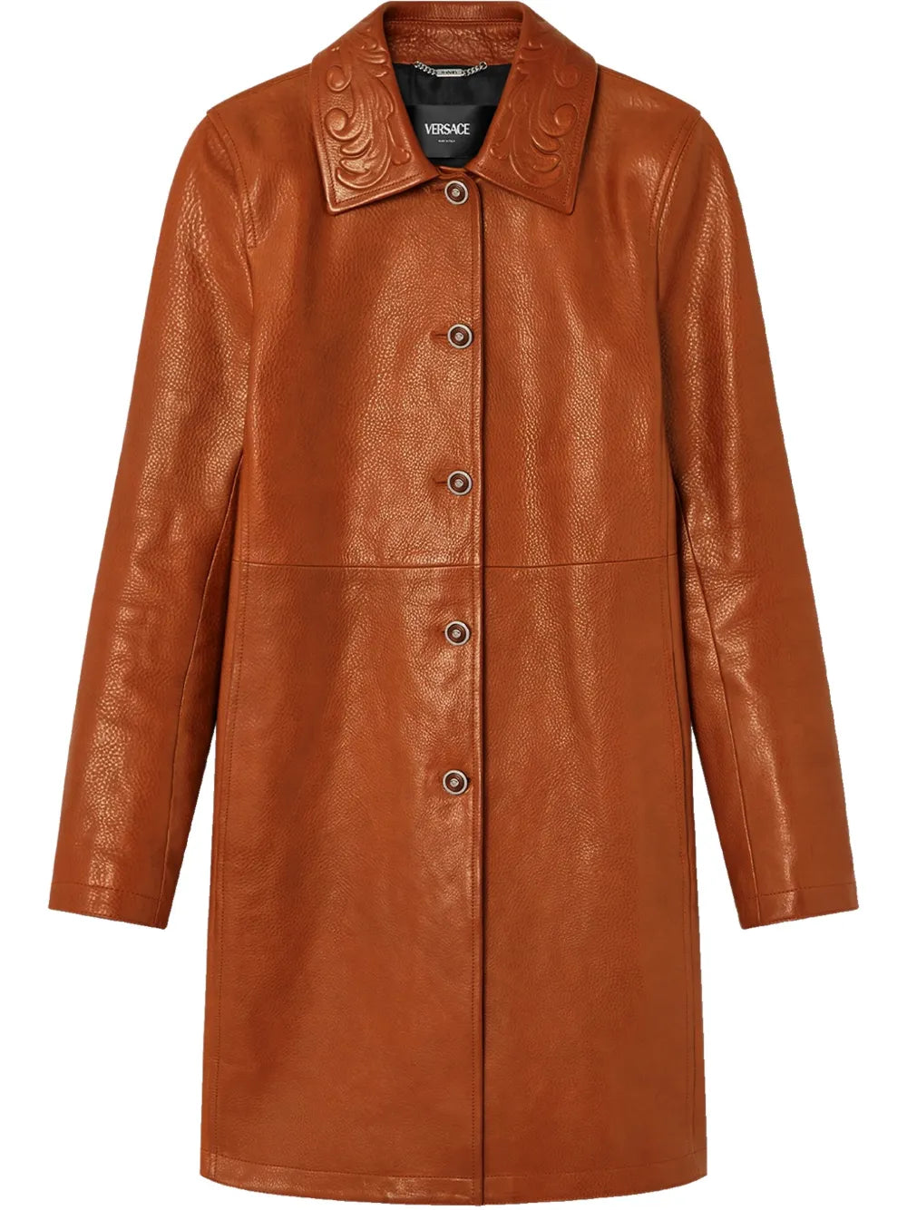 Barocco A-Line Leather Coat