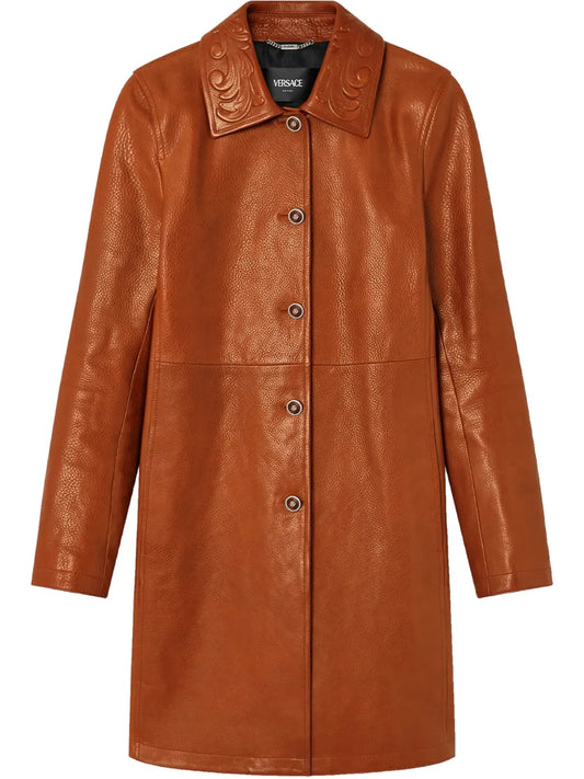 Barocco A-Line Leather Coat