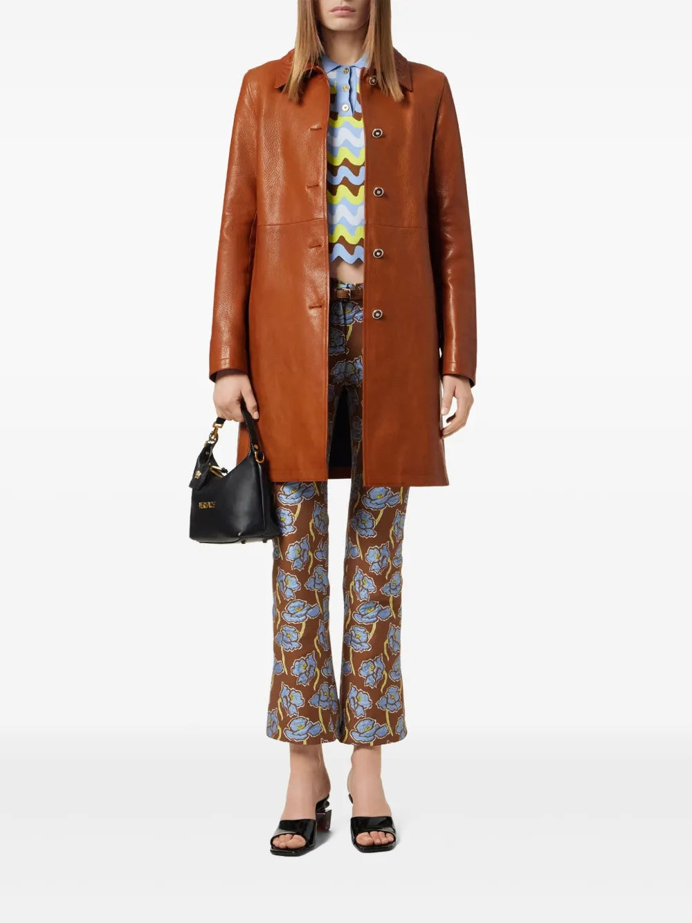 Barocco A-Line Leather Coat