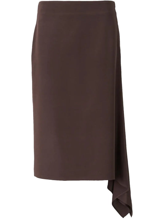 Draped-Detail Midi Skirt