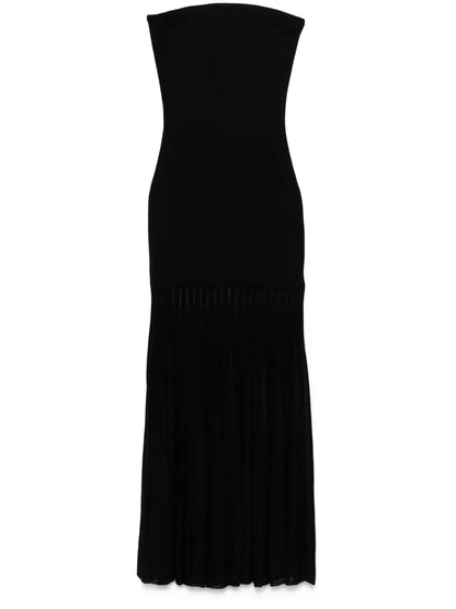 Plissé-Detail Maxi Dress