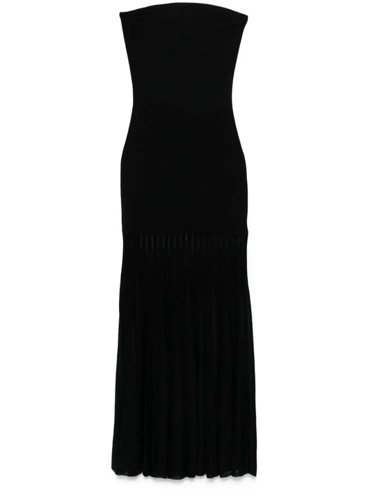 Plissé-Detail Maxi Dress