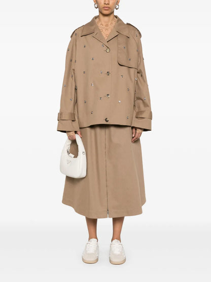 Sequin-Embellished Cropped Trench Coat