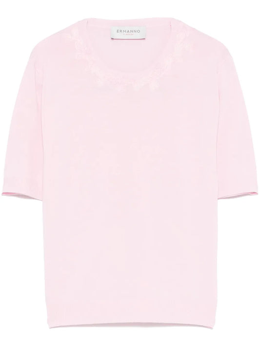 Floral-Embroidery T-Shirt