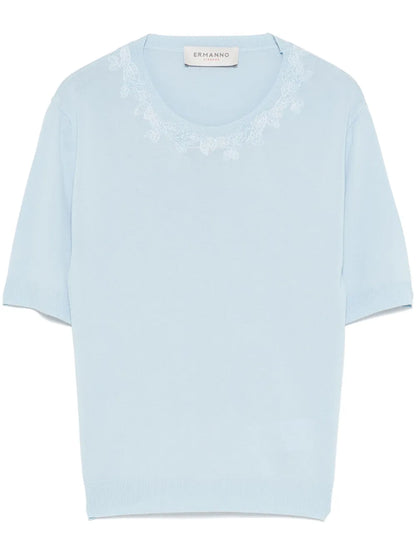 Floral-Embroidery T-Shirt