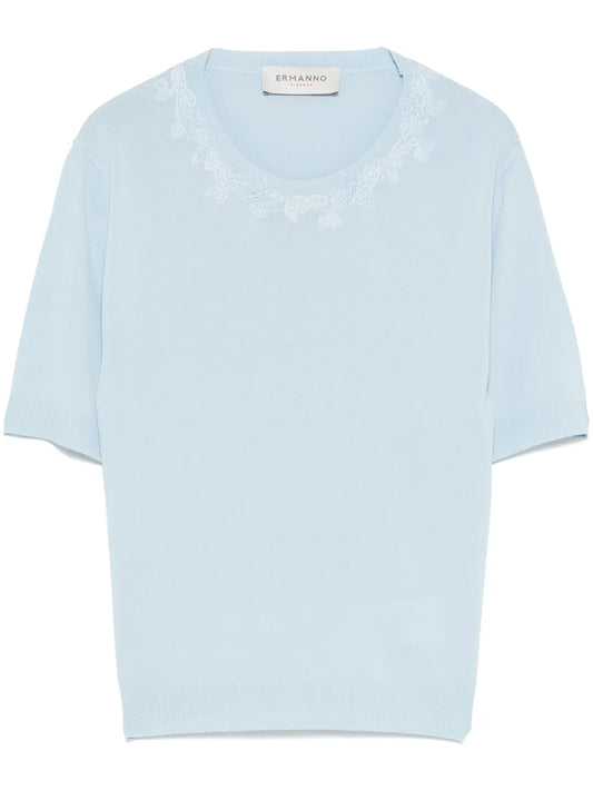 Floral-Embroidery T-Shirt