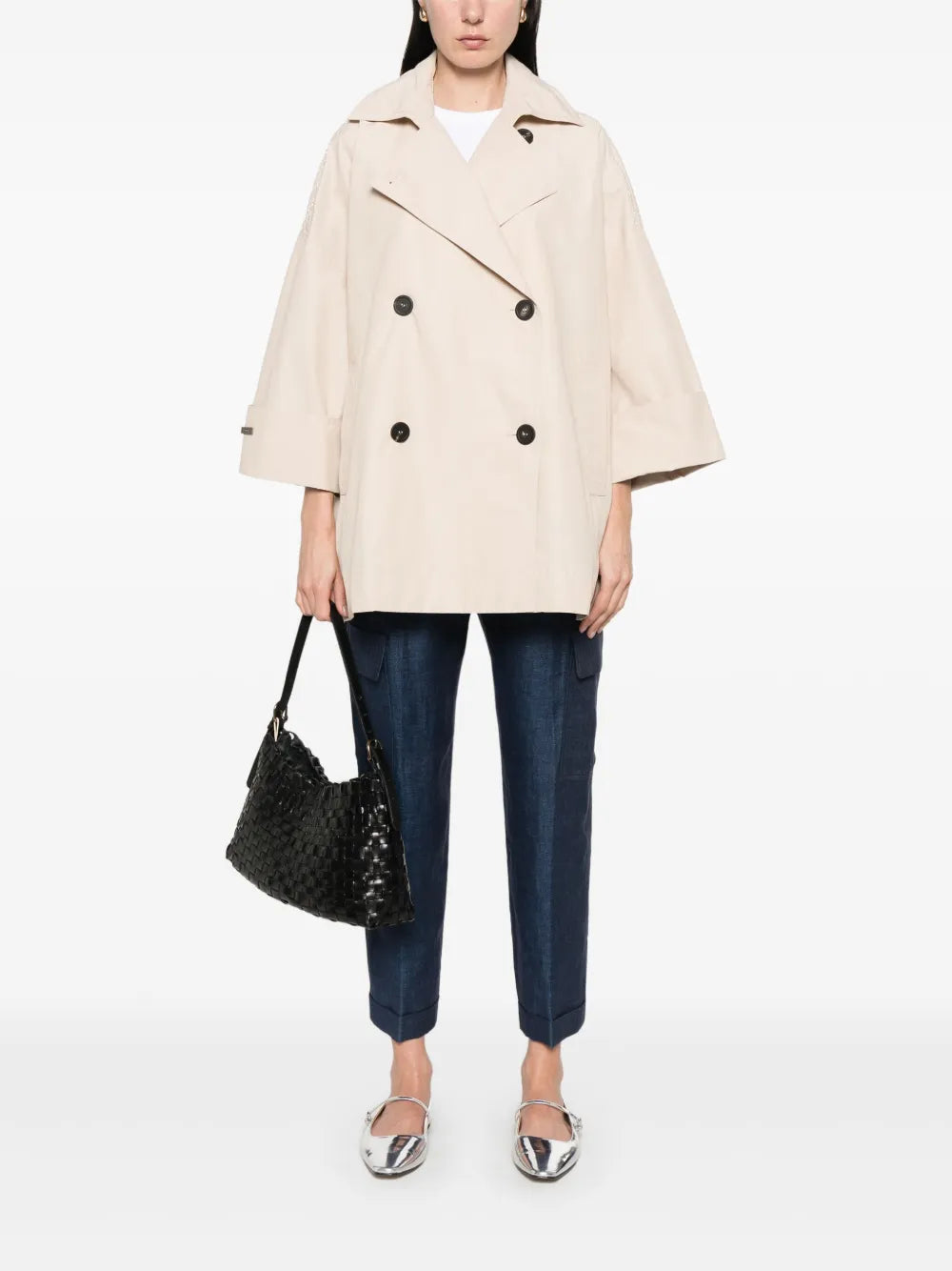 Bead-Detail Trench Coat