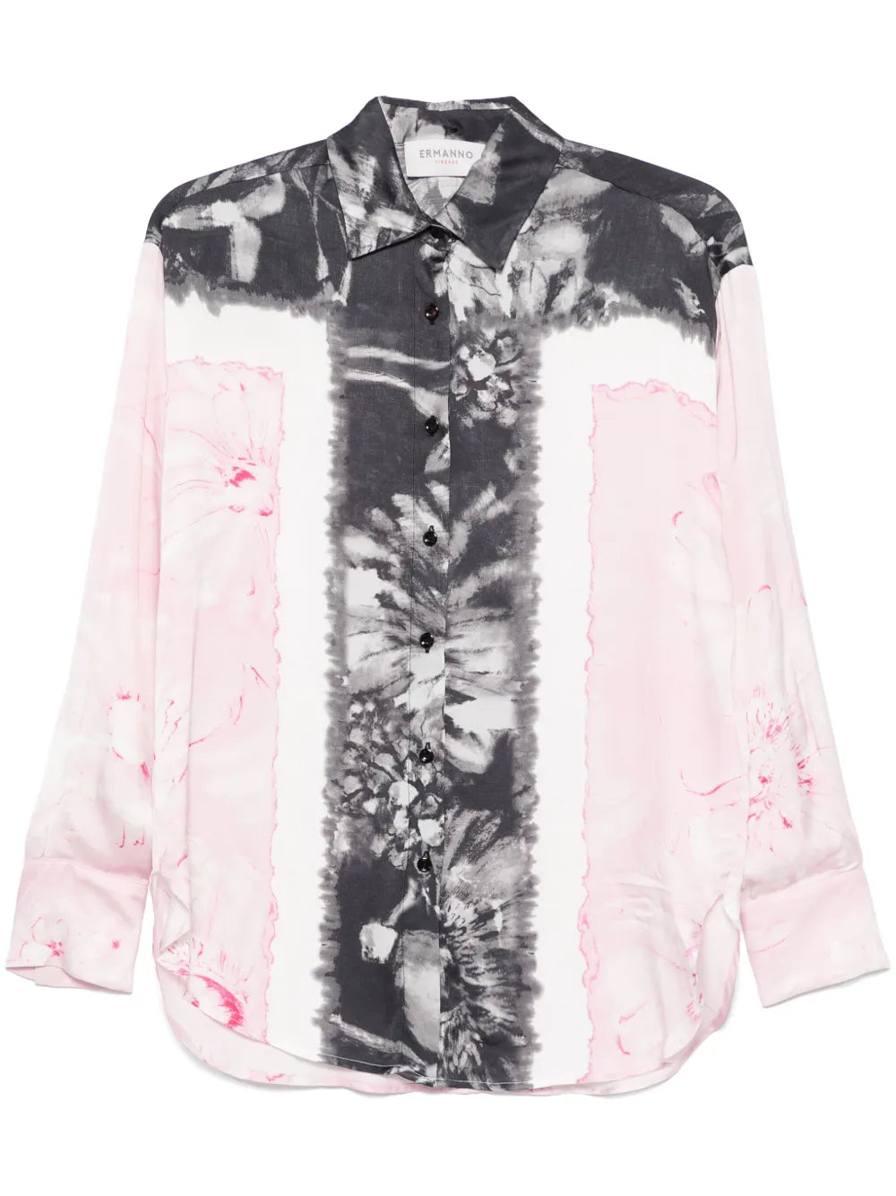 Floral-Print Satin Shirt