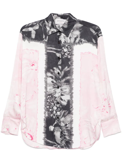 Floral-Print Satin Shirt