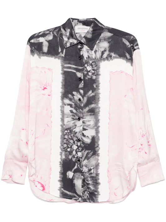Floral-Print Satin Shirt