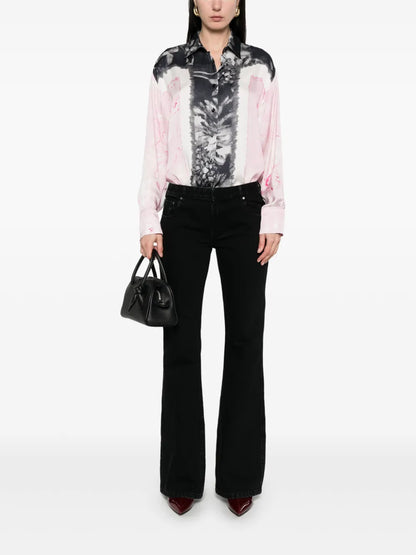 Floral-Print Satin Shirt