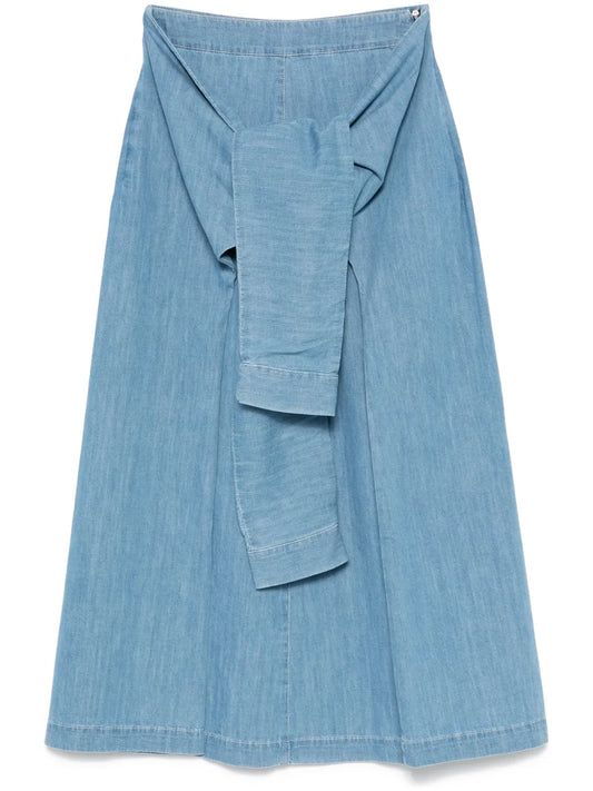 Knot-Detail Denim Skirt