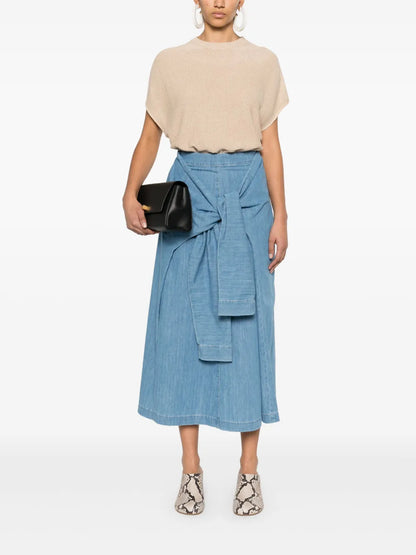 Knot-Detail Denim Skirt