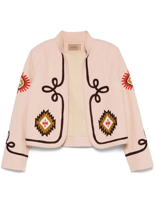 Embroidered Cropped Jacket