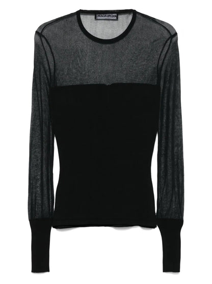 Knitted Sheer-Detail Top