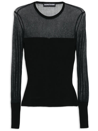 Knitted Sheer-Detail Top