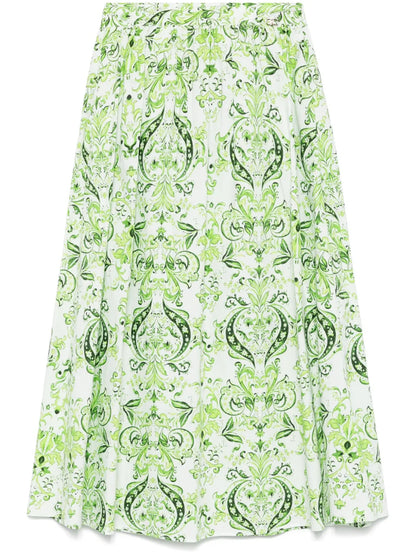 Paisley-Print Midi Skirt