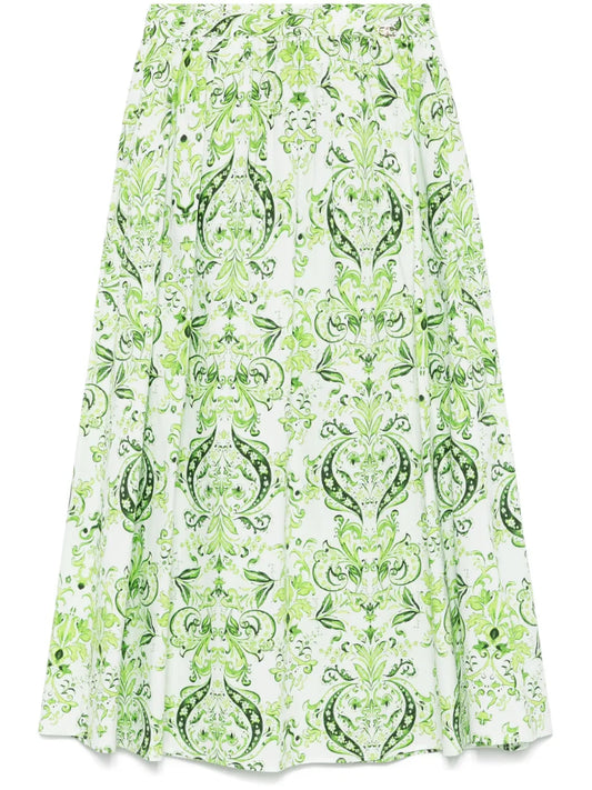 Paisley-Print Midi Skirt