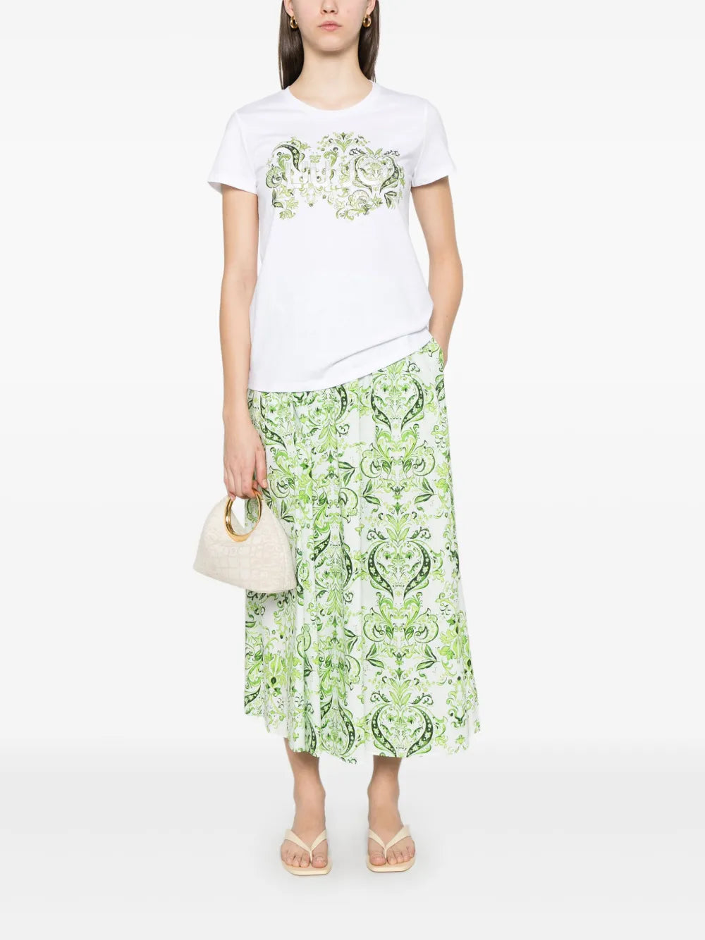 Paisley-Print Midi Skirt